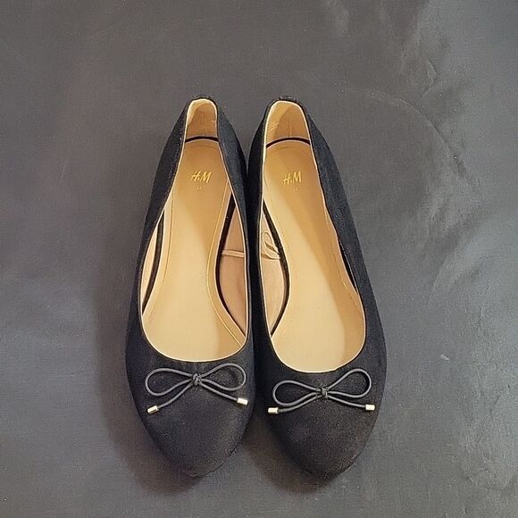 BRAND NEW H&M FAUX-SUEDE BOWKNOT BALLERINA SLIP-ON WOMEN"S FLAT SHOE - Picture 4 of 12